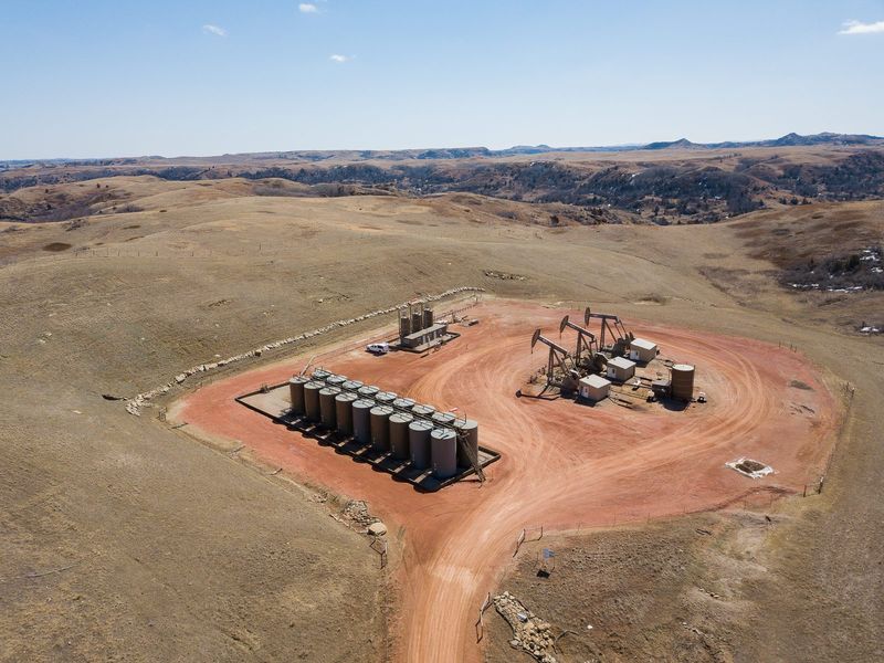 Aerial view of a tank battery Elite services