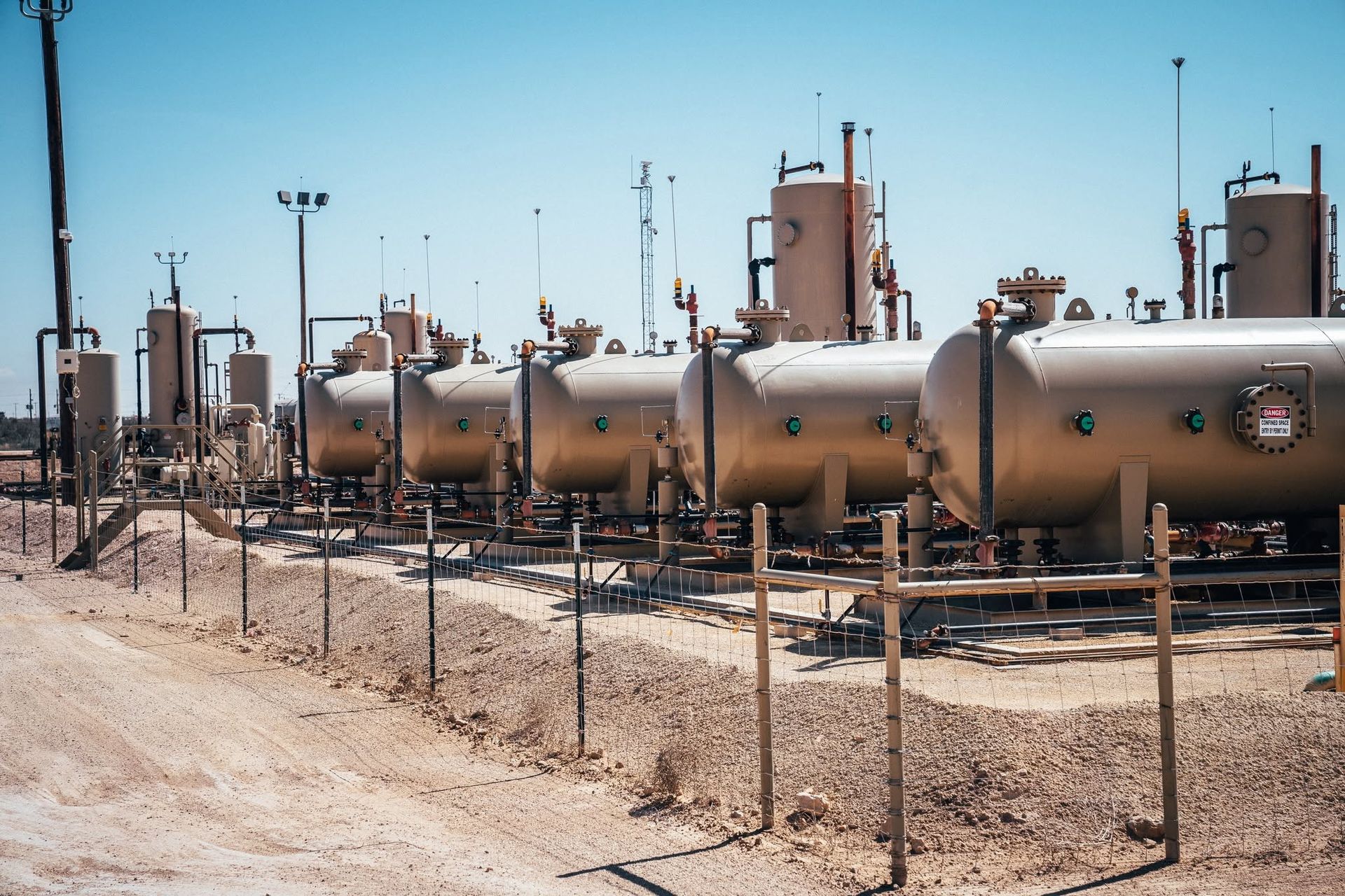 A battery of vessels running Elite cathodic protection, with anode fittings on each